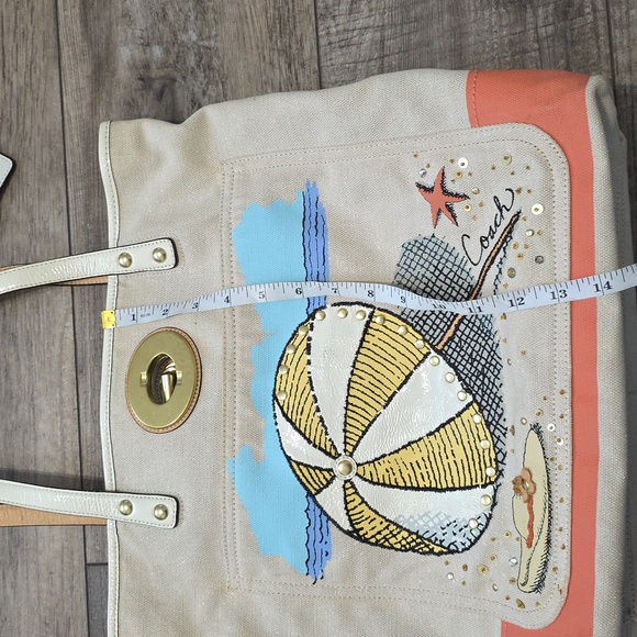 Coach Pierre Le Tan 14962 Umbrella Canvas Tote Shoulder Bag Embellished